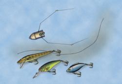 In the spring and early summer, small crankbaits trolled behind planer boards over shallow flats often produce quality walleyes.