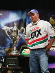 David Dudley breathes a sigh of relief after winning the richest bass-fishing championship in history.