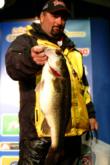 Mark Pack of Mineola, Texas, won the Snickers Big Bass award after netting an 8-pound largemouth. Pack, who finished the day in 36th place, won $750 for his catch.