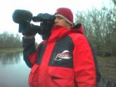A cameraman is set to film semifinal fishing at Louisiana's Atchafalaya Basin.