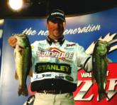 In second is David Walker of Sevierville, Tenn., with five bass weighing 15 pounds, 6 ounces.