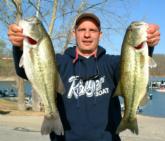 Clayton Reitz of Morton, Ill., leads the Co-angler Division thanks to his catch Wednesday of five bass that weighed 11 pounds, 6 ounces.