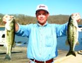 Keith Pace of Monticello, Ark., took the lead in the Co-angler Division with a two-day total of 10 bass weighing 17 pounds, 6 ounces.