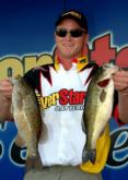 Pro David Kromm of Kennewick, Wash., caught the second limit of the day - 13 pounds, 4 ounces - and sits in second place heading into Saturday.