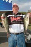 Co-angler Mark Guin of Crossett, Ark., is in second place with a two-day total of 23 pounds, 1 ounce
