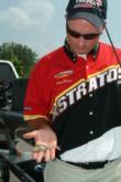 Craig Powers shows off the Pop-R topwater bait that led him to victory at both West Point Lake and Kerr Lake.