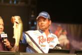 Co-angler Frank Meyer of Marianna, Fla., is in second place with 3 bass weighing 6 pounds, 3 ounces.