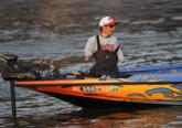 Clay Dyer gets ready for day one of FLW Tour competition at Pickwick Lake.