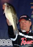 Pro Bill Townsend of Redding, Calif., caught this hefty kicker spotted bass Saturday, weighed in a limit worth 13 pounds, 13 ounces and finished fourth with a final weight of 26-6.