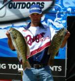 James Fredieu slipped to second place on the pro side after catching a limit on day two that weighed 11 pounds, 3 ounces.