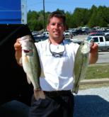 Co-angler Phillip Hudnall of Newkirk, Okla., caught four bass on day two that weighed 10 pounds, 1 ounce.