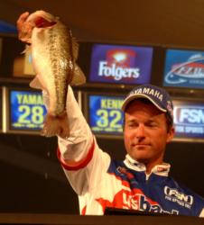 Terry Bolton of Paducah, Ky., led the tournament Friday with five bass weighing 20 pounds, 9 ounces and then added five more bass weighing 16 pounds, 8 ounces Saturday for a two-day total of 37 pounds, 1 ounce. He finished second.