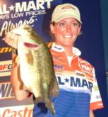 Laura Long is all smiles despite nearly being tossed into Lake Champlain on the way back to weigh-in.