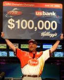 Pro Tracy Adams of Wilkesboro, N.C., earned a hard-fought victory and $100,000 Saturday on Lake Champlain in the final FLW Tour qualifier of 2006.