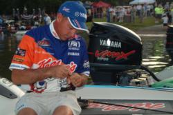 Kellogg's pro Clark Wendlandt makes some last-minute adjustments to his tackle before takeoff.