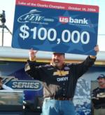 Dion Hibdon of Stover, Mo., wins the Wal-Mart FLW Tour Series on Lake of the Ozarks with a three-day total of 71-8.