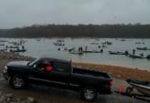 Anglers launch their boats in preparation for the second day of competition on Lewis Smith Lake.