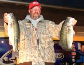 After bagging the biggest limit of the tournament, second place pro Rusty Salewske of Alpine, Calif, shows off part of his 16-pound catch.