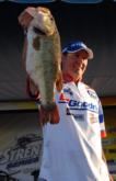 Chad Grigsby of Maple Grove, Minn., stuns the weigh-in crowd with an 8-1/2-pound Okeechobee monster. Grigsby finished second with a four-day total of 57 pounds, 13 ounces.
