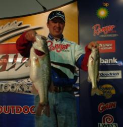 Co-angler leader Clint Bridges caught a 7-pound, 11-ounce Lake Travis monster.