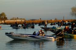 FLW Series anglers await the start of takeoff.