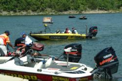 Anglers head back to the marina before weigh-in.