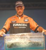 Duracell pro Andy Morgan brings his second place catch to the scales.