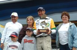 BP pro Jason Przekurat poses with his family after winning his second Land O'Lakes Angler of the Year trophy.