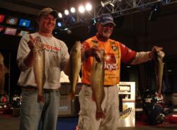 Pro Dennis Lantzy and co-angler Patrick Bertelsen caught five walleyes Friday that weighed 23 pounds, 1 ounce.