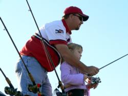 Angler Doug Strickland brought the Hawg Trough, a giant fish aquarium on wheels, to the Fish with the Pros benefit event.
