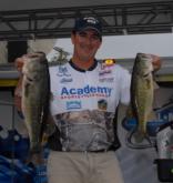 Chad Brauer of Osage Beach, Mo., holds down the fifth place position with five bass weighing 18 pounds, 1 ounce.