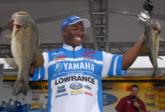 Ishama Monroe of Hughson, Calif., hauled in the day one big bass in the Pro Division weighing a whopping 9 pounds, 6 ounces, which anchored his five-bass limit of 18 pounds, 11 ounces.