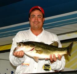 Co-angler Gilbert Herald of Pittsburg, Texas is in second with 10 bass, 28-8.