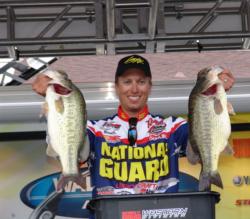 National Guard pro Brent Ehrler caught his biggest stringer in three days to lead the field going into Saturday's finale.
