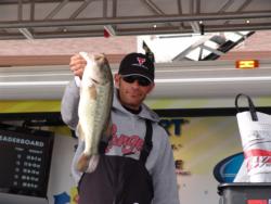 Finishing second, coangler Aaron Reitz caught all of his fish on a drop shot rig.