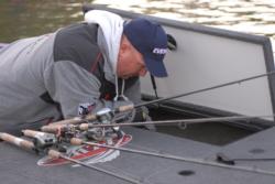 Sight-fishing expert Koby Kreiger readies his weapons for day one on Santee Cooper