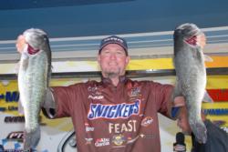 Snickers pro Greg Pugh of Cullman, Ala., now sits in second place with 64-3, which is 5-9 off the lead.