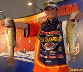 The National Guard Junior World Championship winner, Shane Lehew of Charlotte, N.C., is in second place in the Co-angler Division with a two-day total of 20 pounds, 9 ounces.