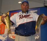Dirk Davenport of Delaware, Ohio, leads the Co-angler Division of the National Guard Open with a two-day total of 20 pounds, 13 ounces.