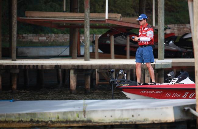 Pro Jay Yelas likes to target floating docks for optimum swimbait results.