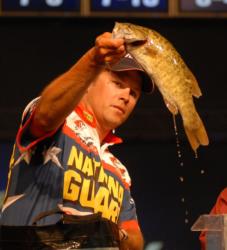 National Guard pro Scott Martin of Clewiston, Fla., weighed in all brown fish today - some smallmouth, some meanmouth - for 13 pounds, 10 ounces to take third place.