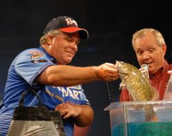 Pro David Reault of Livonia, Mich., is in fourth place with five bass for 13 pounds, 9 ounces.