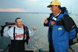 Second-place pro and co-angler, Jason Ober and Thomas Shafer prepare for the morning launch.