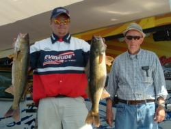Pro Nick Heelein and co-angler Jerry Miller caught four walleyes Wednesday weighing 20 pounds, 11 ounces.