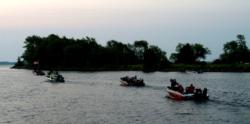 Walleye Tour finalists make their way to the open waters of Little Bay de Noc.