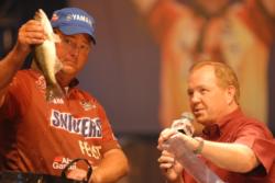 Snickers pro Chris Baumgardner of Gastonia, N.C., finished fourth with a two-day total of 16 pounds, 9 ounces worth $60,000.