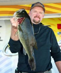 Co-angler Edward Knight fished a wacky-rigged Senko and caught the biggest bass in his division.