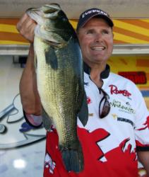 Co-angler Steve Lucarelli caught this 6-pound largemouth on a wacky-rigged Senko.