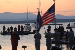 The presentation of colors flies over Lake Champlain on day two.