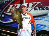 Jim Gildea is tops in Massachusetts and third overall with a day-one catch of five bass weighing 13 pounds.